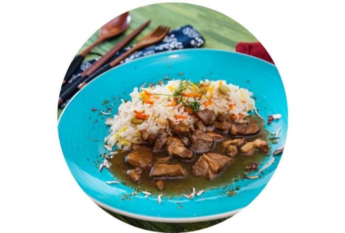 Porc au caramel et riz